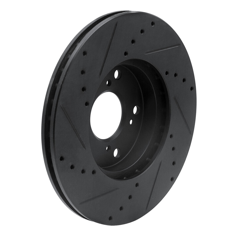 Honda Civic Brake Rotor (1) - Front Right - R1 Concepts - Drilled & Slotted - Black - `06-`15